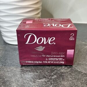 NEW Dove Pro Age Beauty Bar for Vital Luminous Skin‎ 2 Bars 4.25 oz Olive Oil